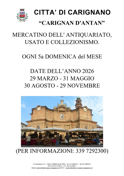 Carignan D'Antan- Mercatino dellantiquariato, modernariato e vintage nelle piazze