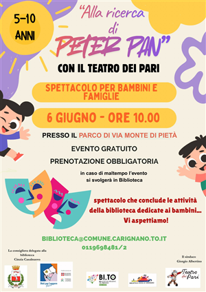 Spettacolo con il Teatro dei Pari "Alla ricerca di Peter Pan"